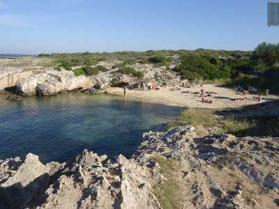 ...piccolo arenile immerso in una lussuosa vegetazione e circoscritto da bianche pareti rocciose